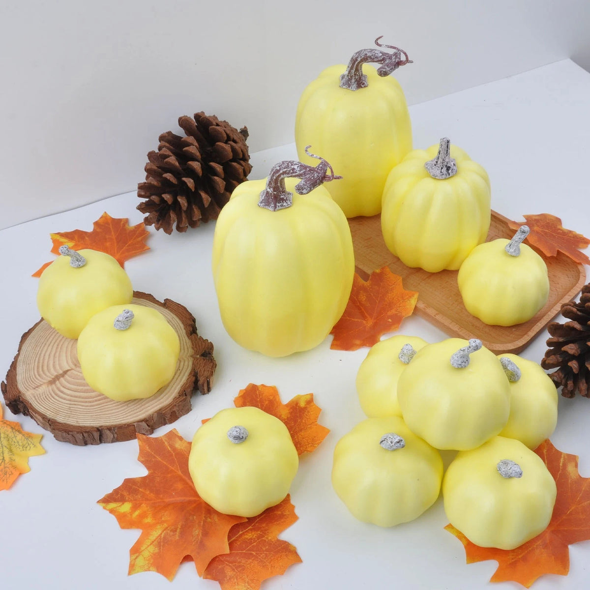 12 Piece Matte Finish Foam Pumpkins for Thanksgiving Halloween Decor