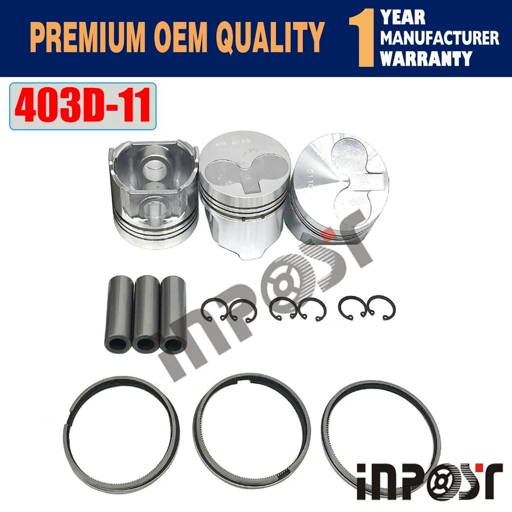 Set of 3 Pistons with Rings for Perkins 403D-11 Engine STD