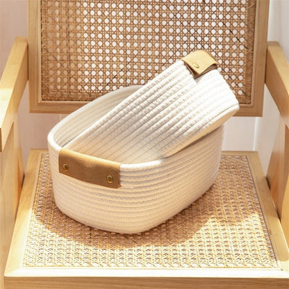 Cotton Linen Basket for Home Decor (28x22x11cm)