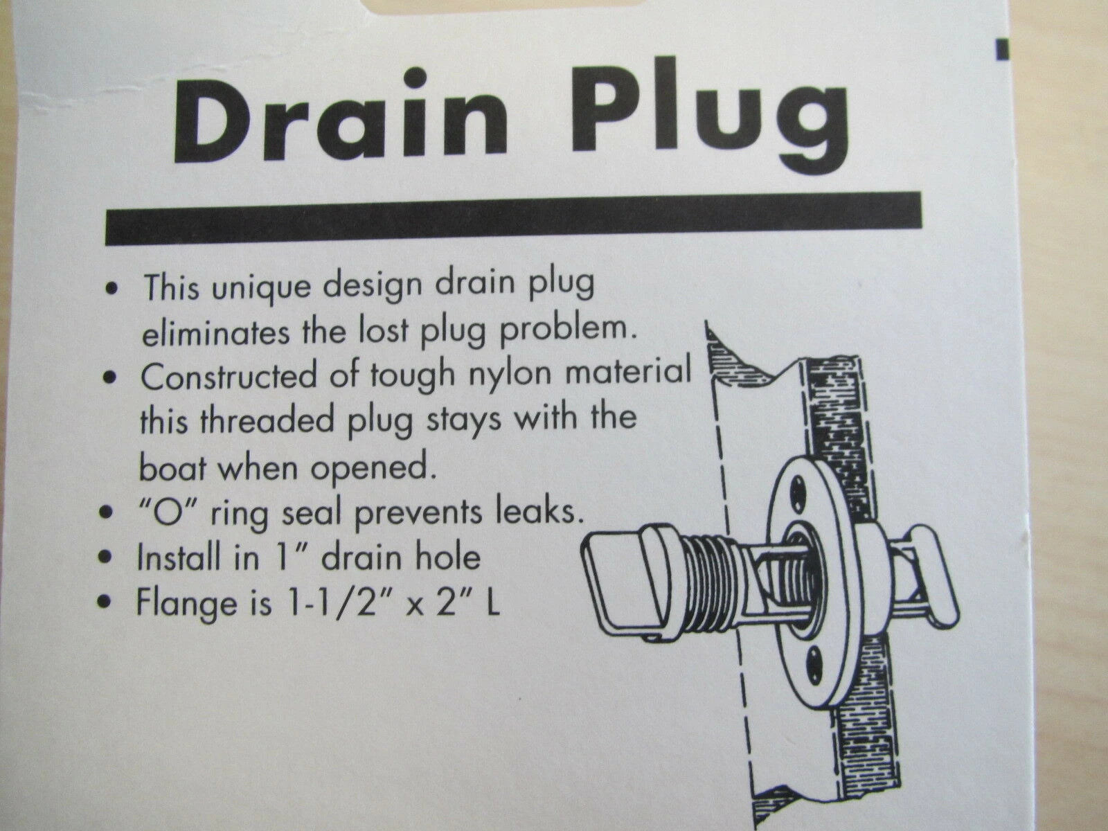 2X Retained Screw Type Nylon Drain Plug for Boats (Fits 1 Inch Diameter Hole)