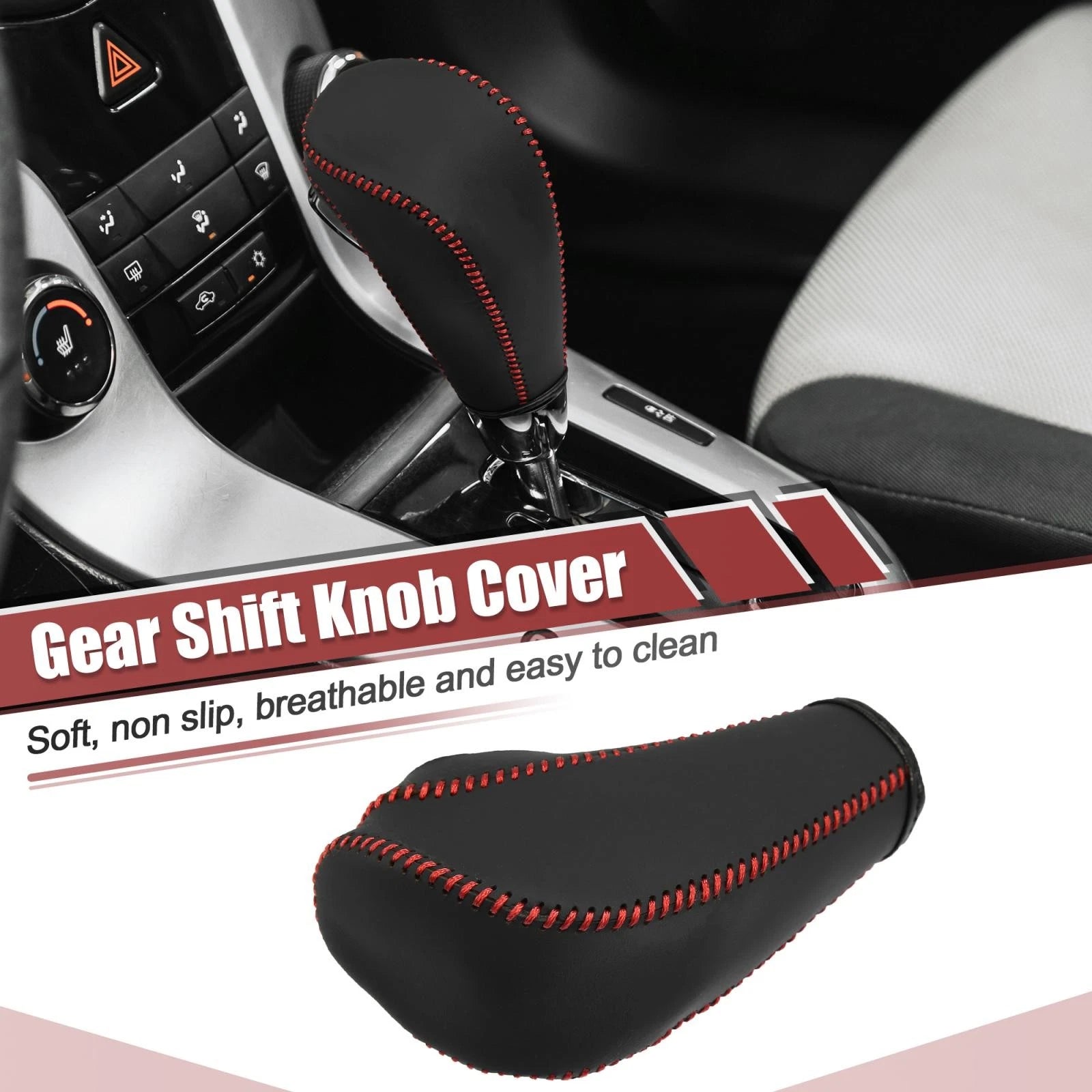 Gear Shift Knob Cover with Red Thread for Chevrolet Cruze (2011–2015)