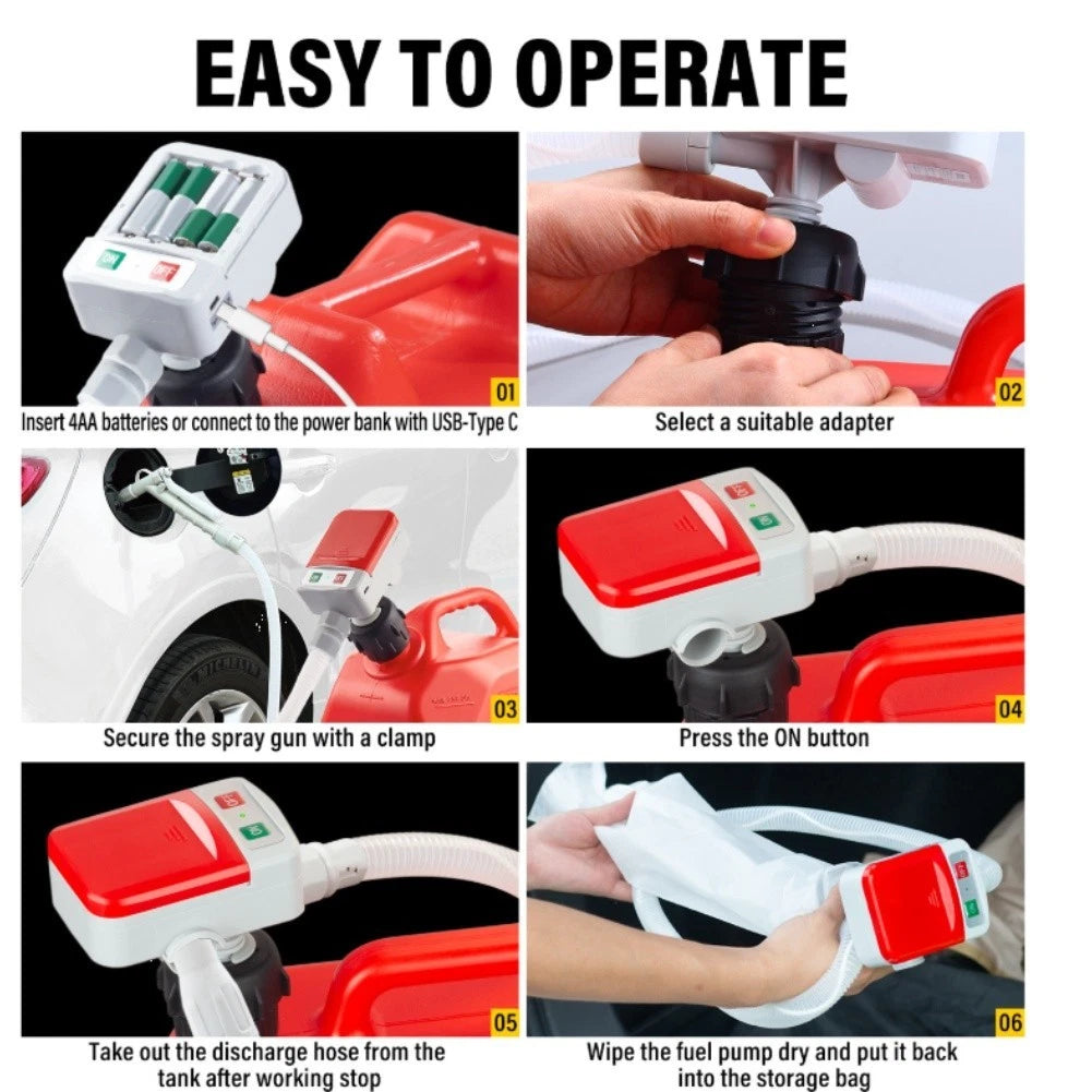 Manual Oil Pump USB with 4 Adapters for Wide Fuel Compatibility