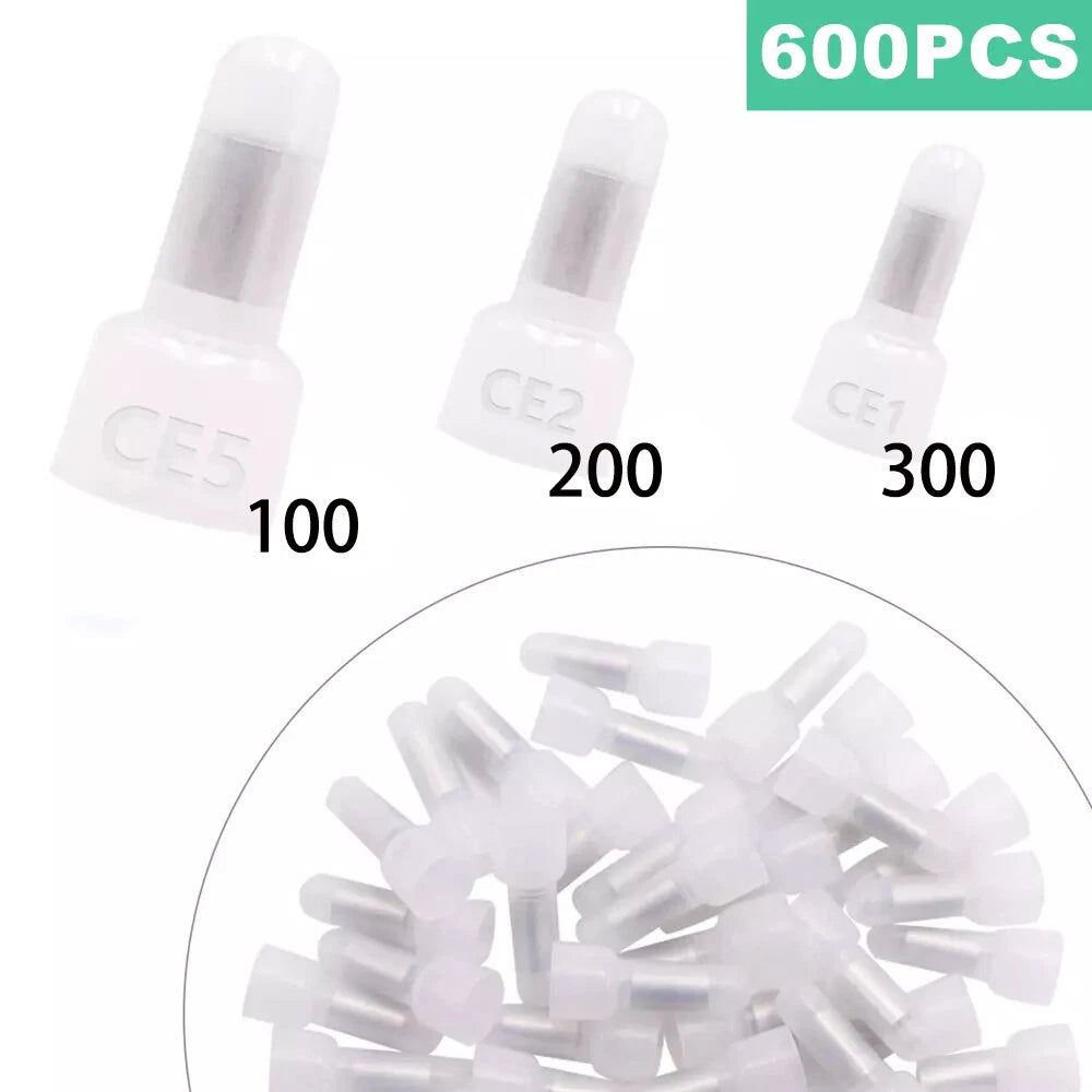 600PCS Closed End Terminals Crimp Caps Electrical Connectors with Box