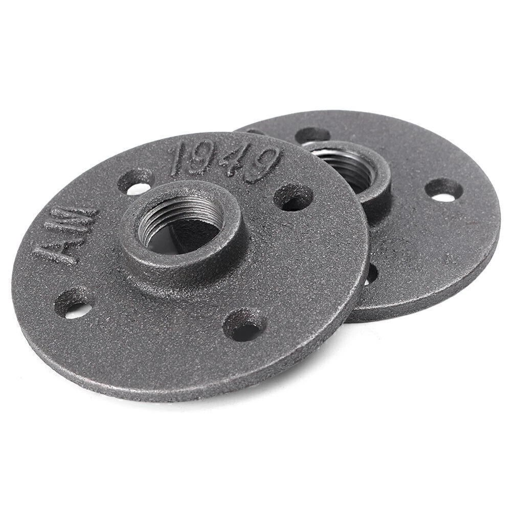 10x 1/2" Malleable Threaded Floor Flange Pipe Fittings Wall Mount Black