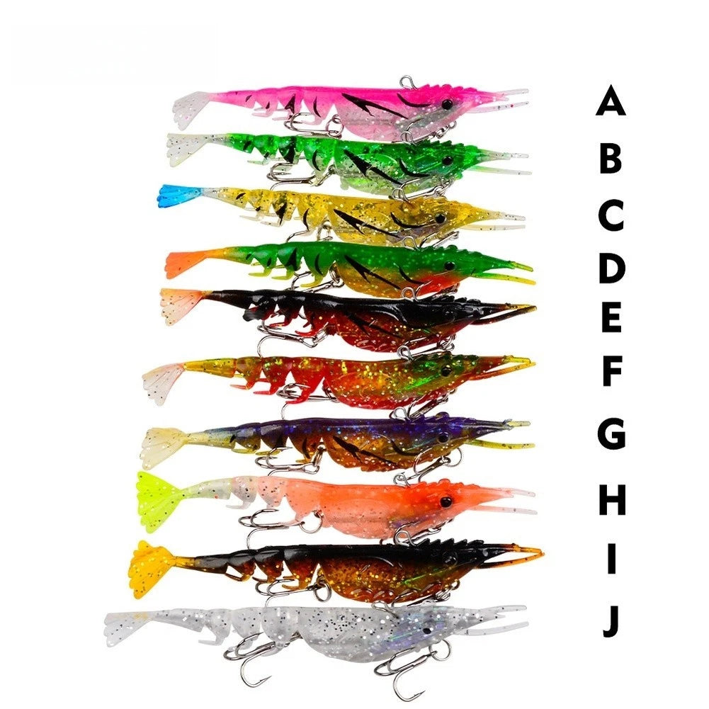 2X Flexible Shrimp Soft Bait with Longitudinal Tail Slices for Twitch Effect