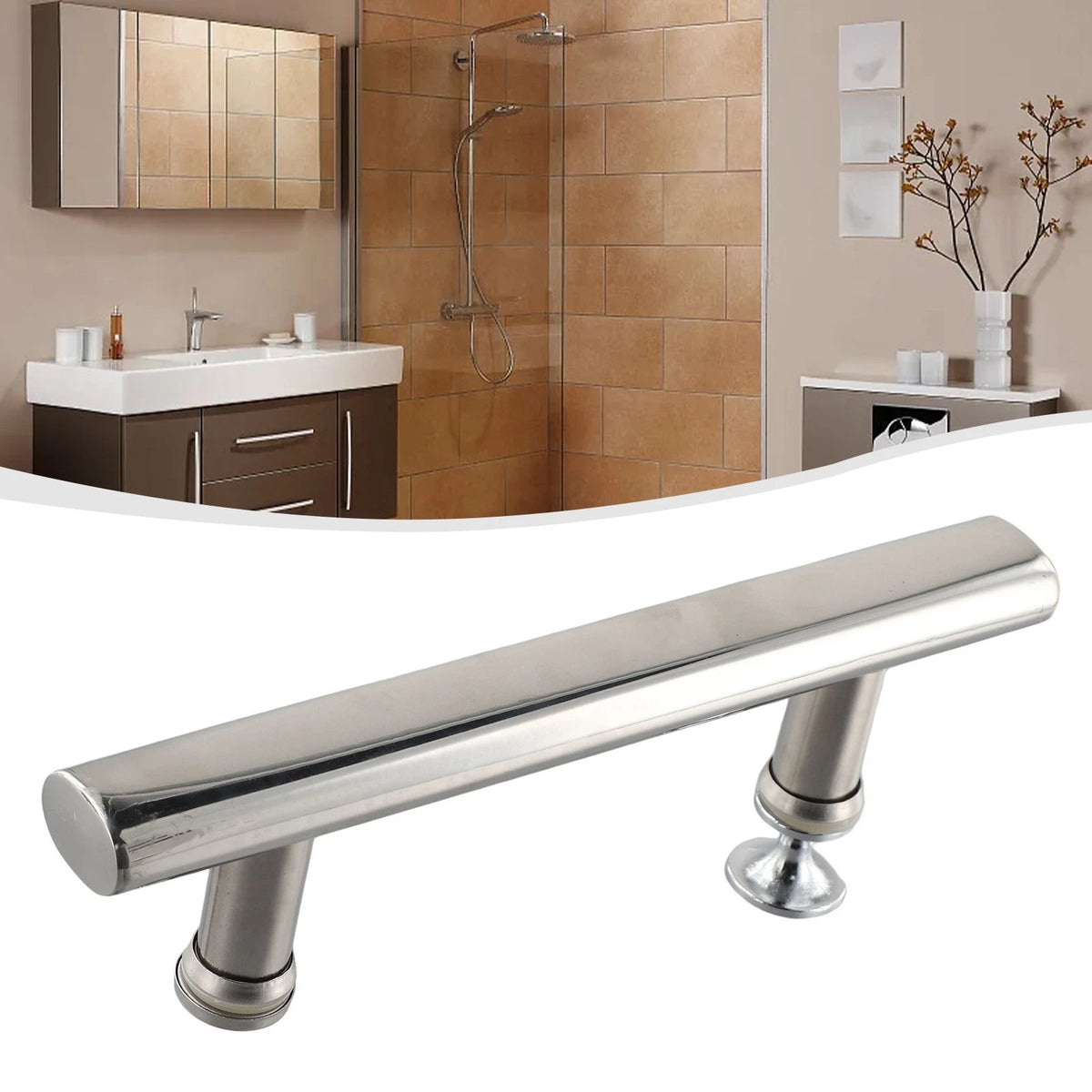 Shower Door Handle Chrome Effect 22530mm for Garden