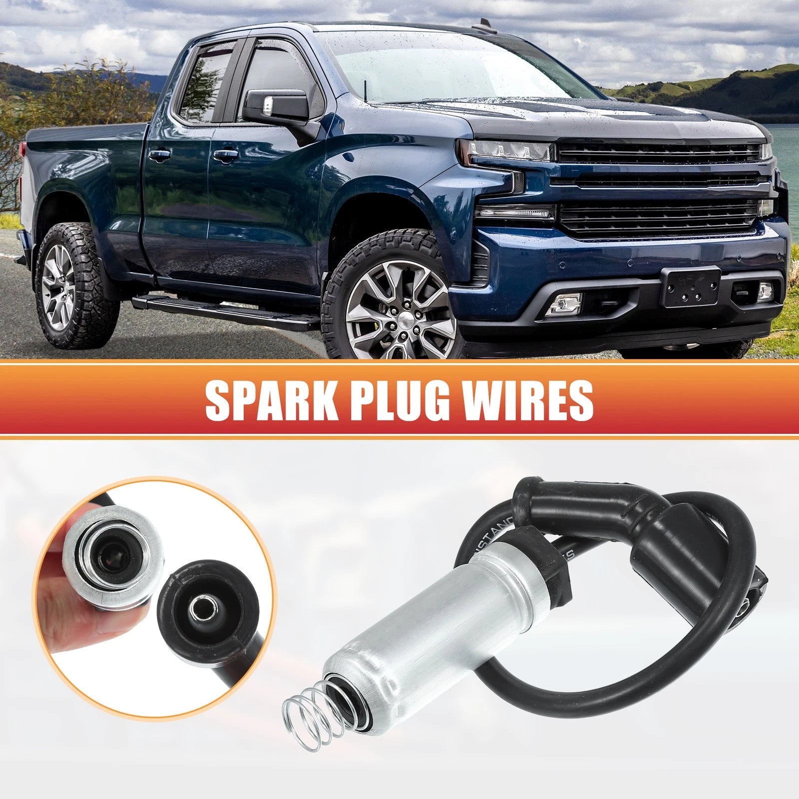 8PCS Spark Plug Wire Ignition Coil Cable Kit for Chevrolet Silverado (2010–2019)