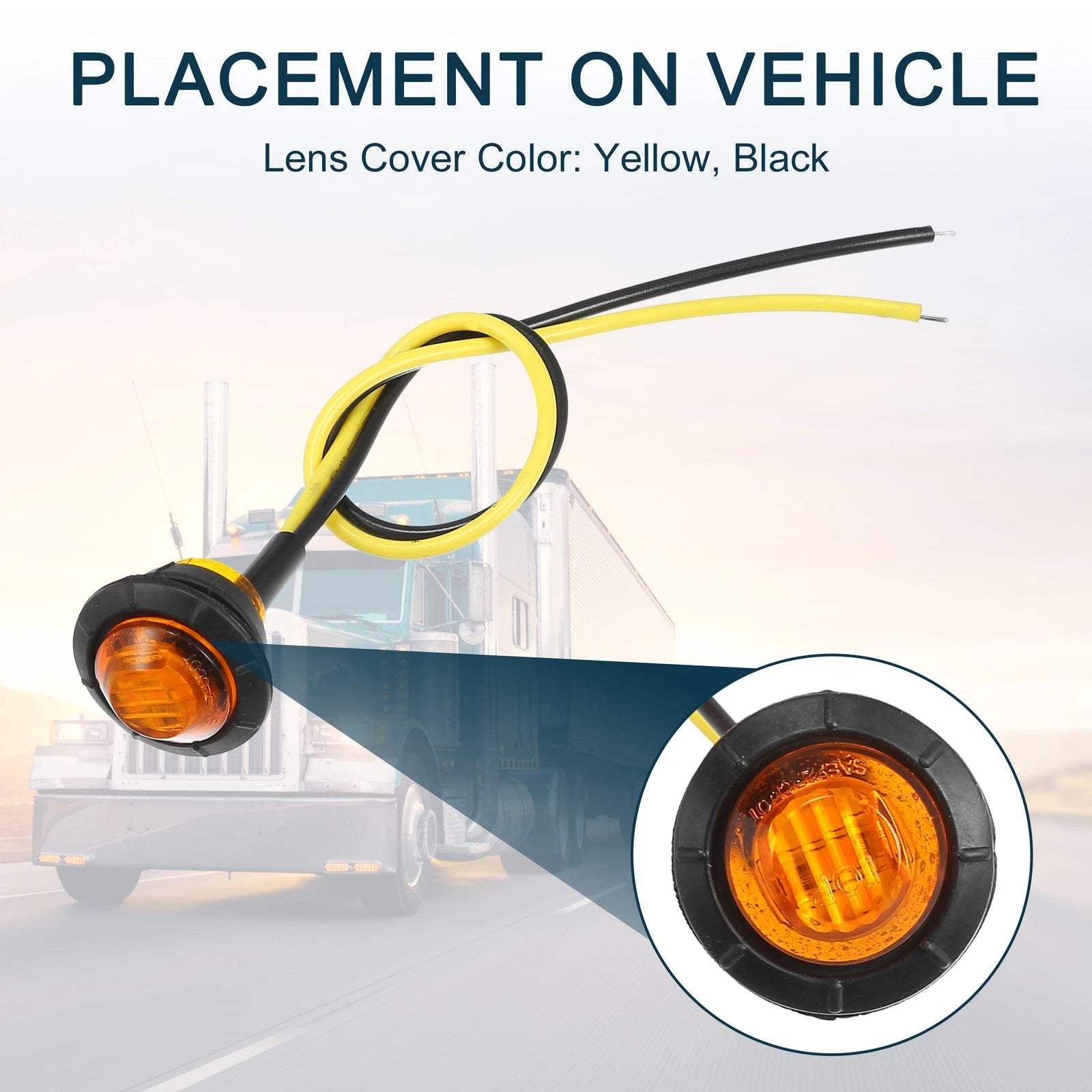 Universal LED Trailer Marker Lights 12V Waterproof Yellow 6 Pack