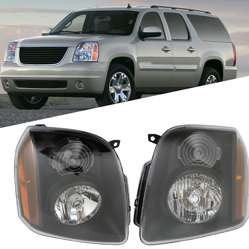 Headlight Assembly for GMC Yukon XL (2007–2014) LH/RH Halogen Black Clear