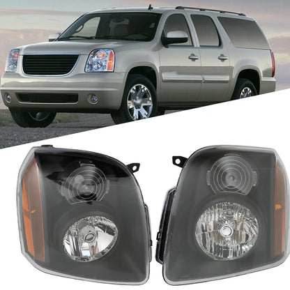 Headlight Assembly for GMC Yukon XL (2007–2014) LH/RH Halogen Black Clear