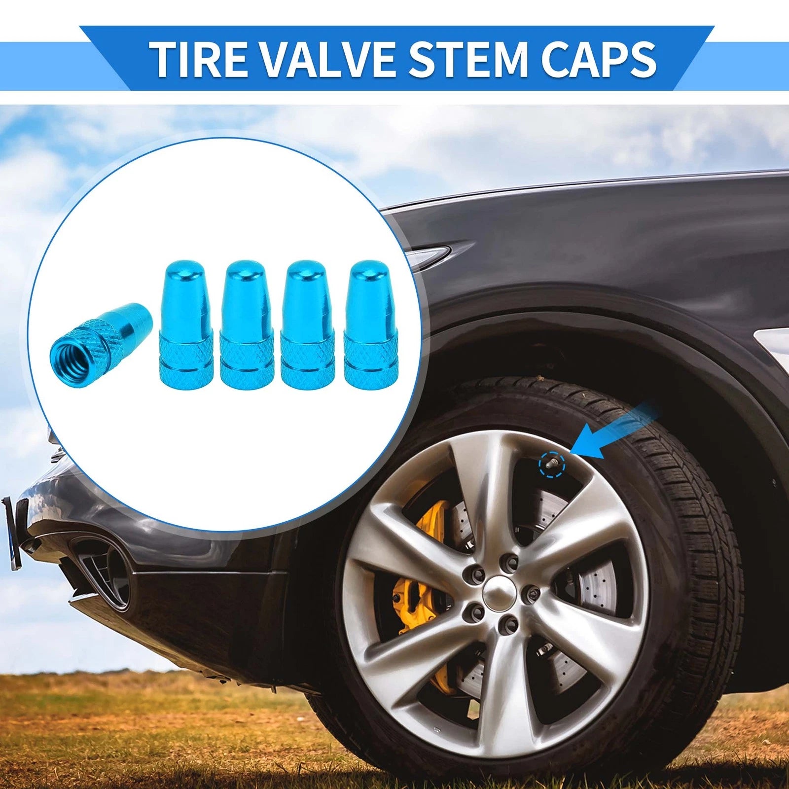Tire Valve Stem Caps Replacement for Car SUV Bike RV (5 Pack) (—2026)