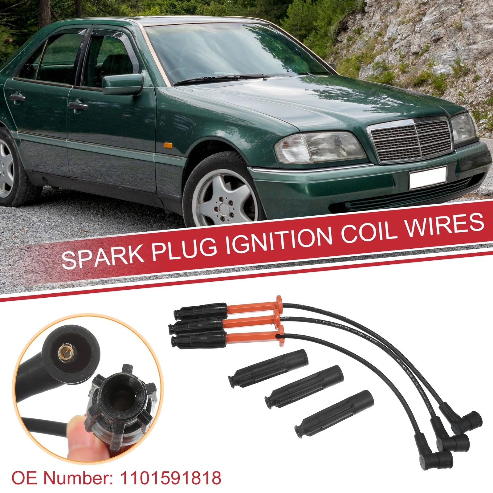 Spark Plug Wire Ignition Coil Cable Set for Mercedes-Benz C220 (2001–2015)