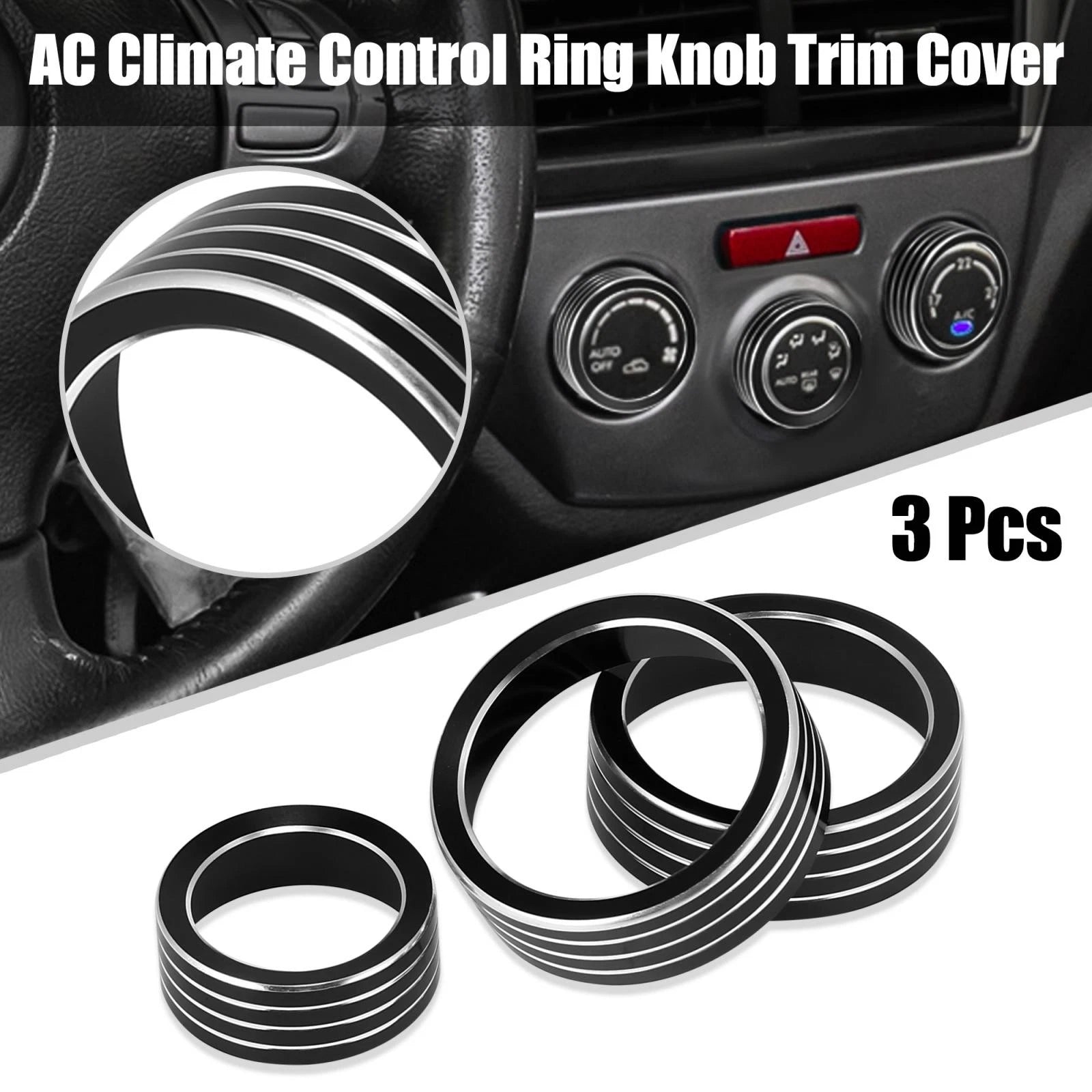 3 Pc AC Climate Control Ring Knob Trim Cover for Subaru Forester (2013–2024)