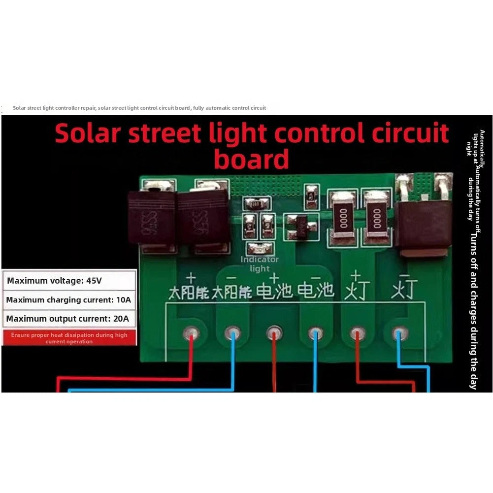 Automatic Dusk to Dawn Solar Controller Board 45V 10A (20A Output)