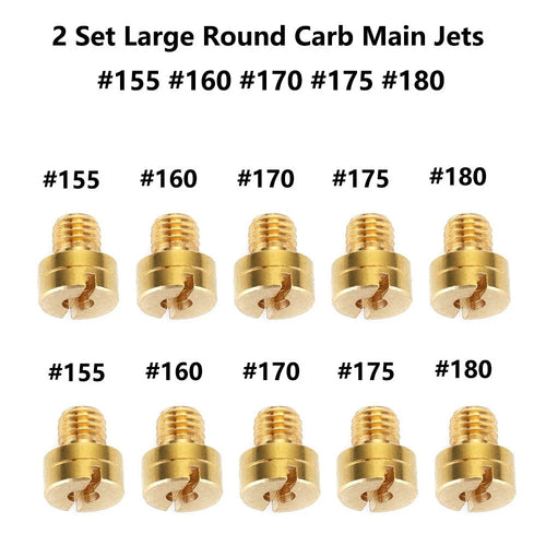 10pcs Main Jet Set #155 160 170 175 180 for Mikuni N100/604