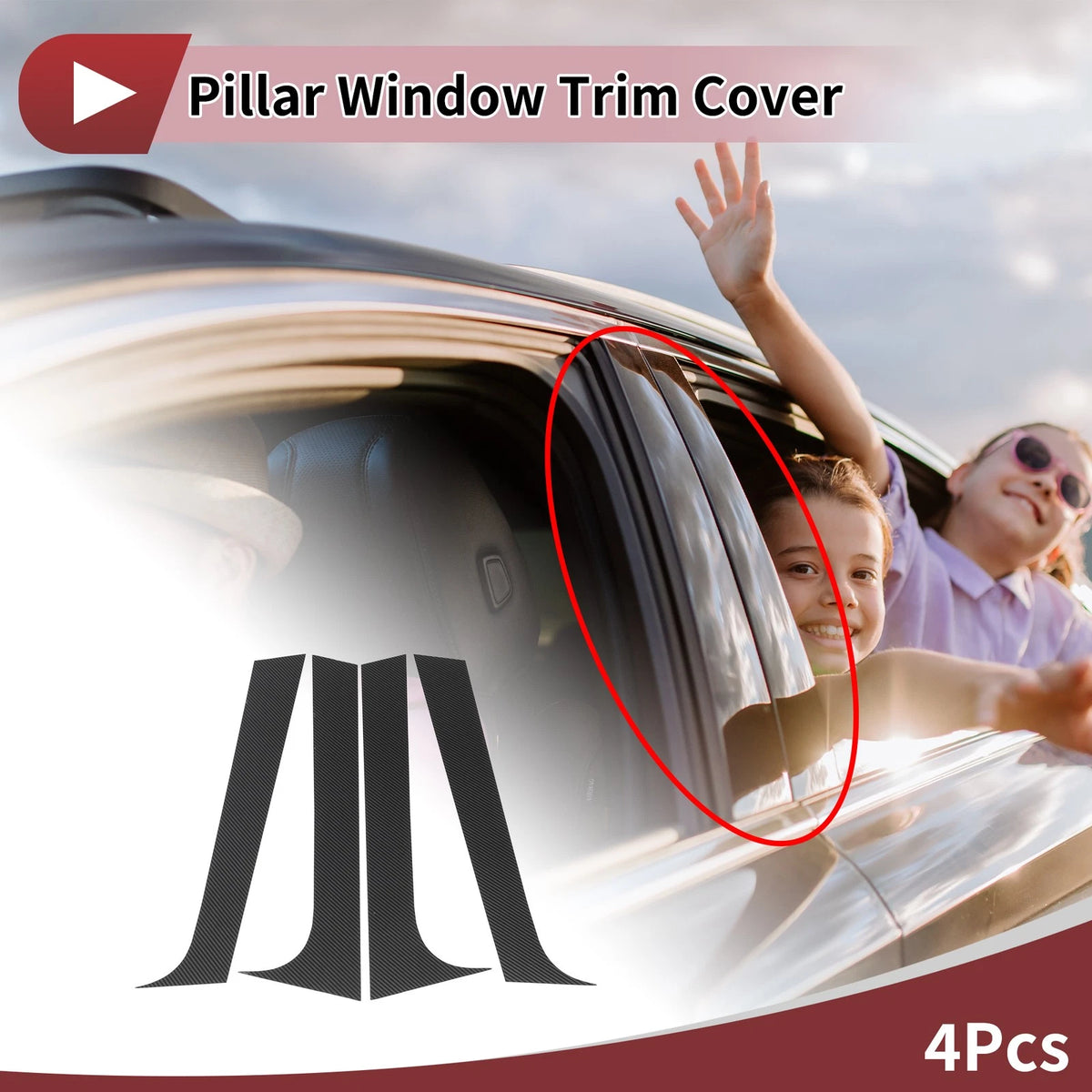 Set of 4 Door Pillar Window Trim for Peugeot 206 (2004–2010)