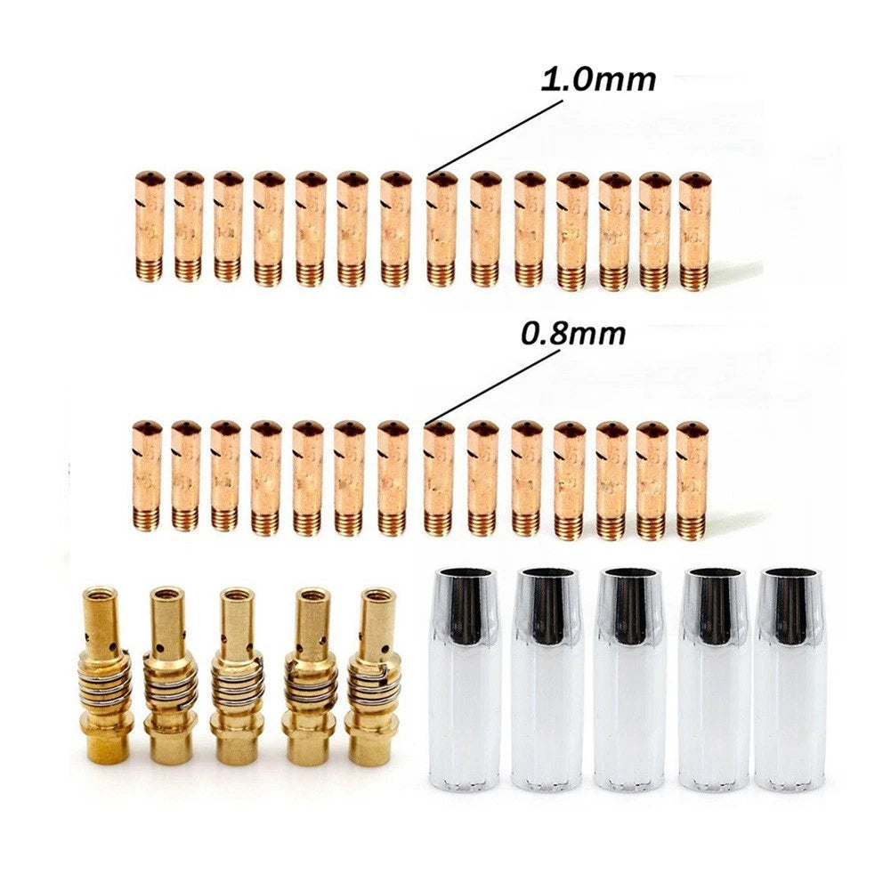 38PCS MIG Welding Nozzle and Contact Tip Kit for MB15 Torch (0.8mm, 1.0mm)