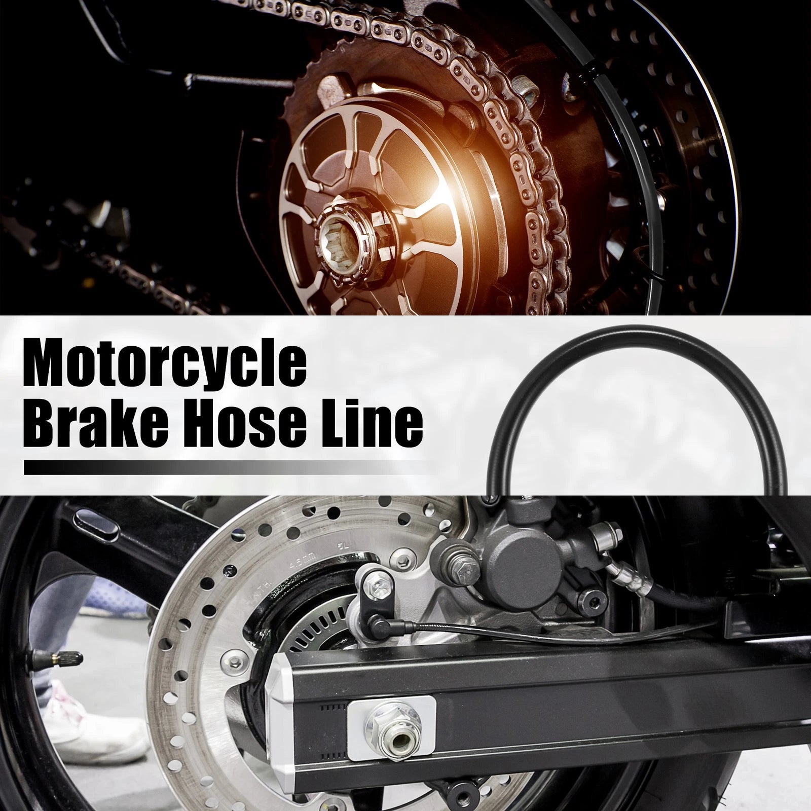 Hydraulic Brake Hose Line Replacement for Motorcycle Bike 50cm Black (1 Set)