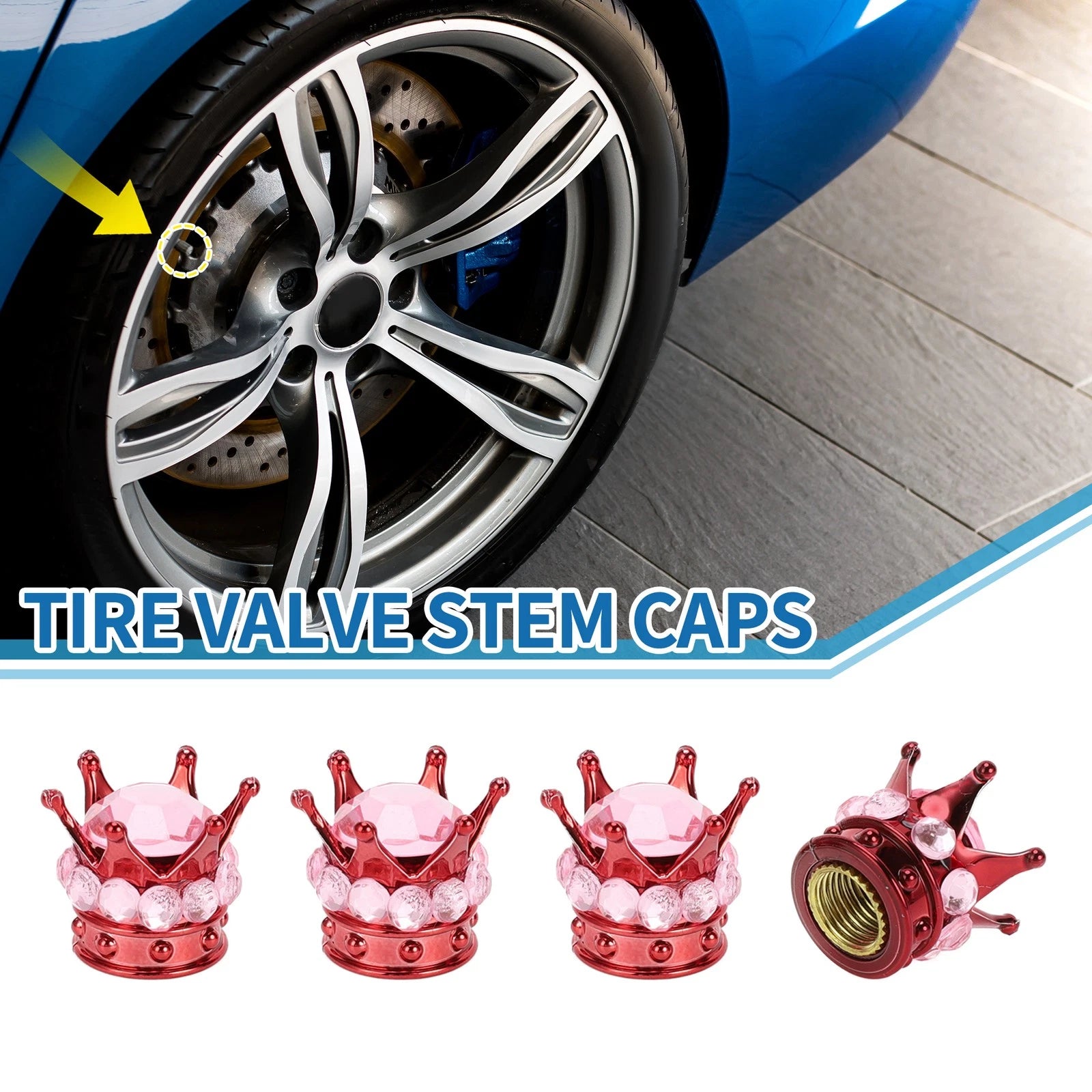 Valve Stem Caps Wheel Valve Cap Replacement Set for Car SUV Bike RV (4pcs)