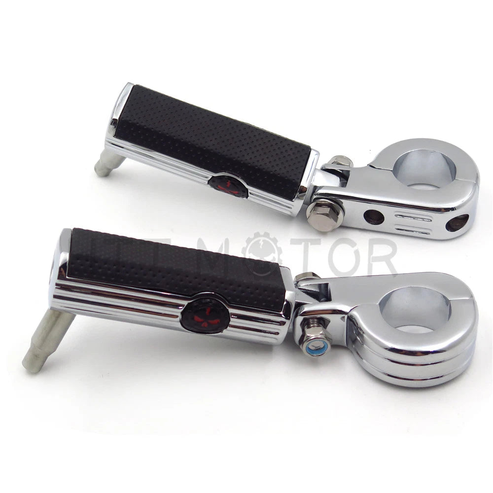 Chrome Gear Skull Highway Engine Guard Foot Peg Mounting Rest Bar 1.5"