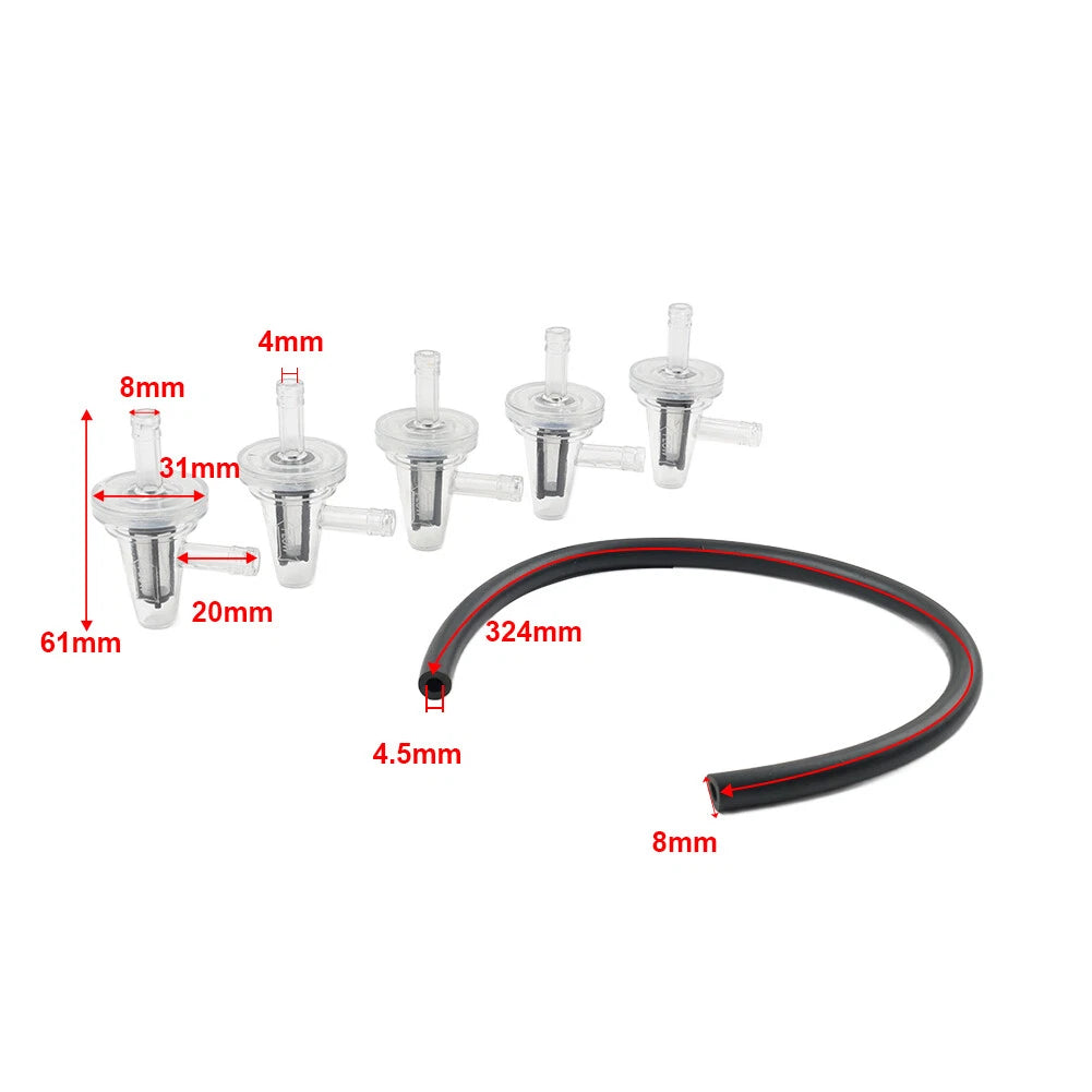 1/4" Inline Motorcycle Fuel Filter for 90 Degree Angle Fuel Line (6mm & 7mm)