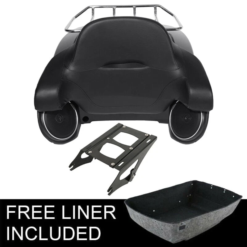 Trunk Backrest Pad Speakers Mount Rack for Harley Touring (2014–2026)