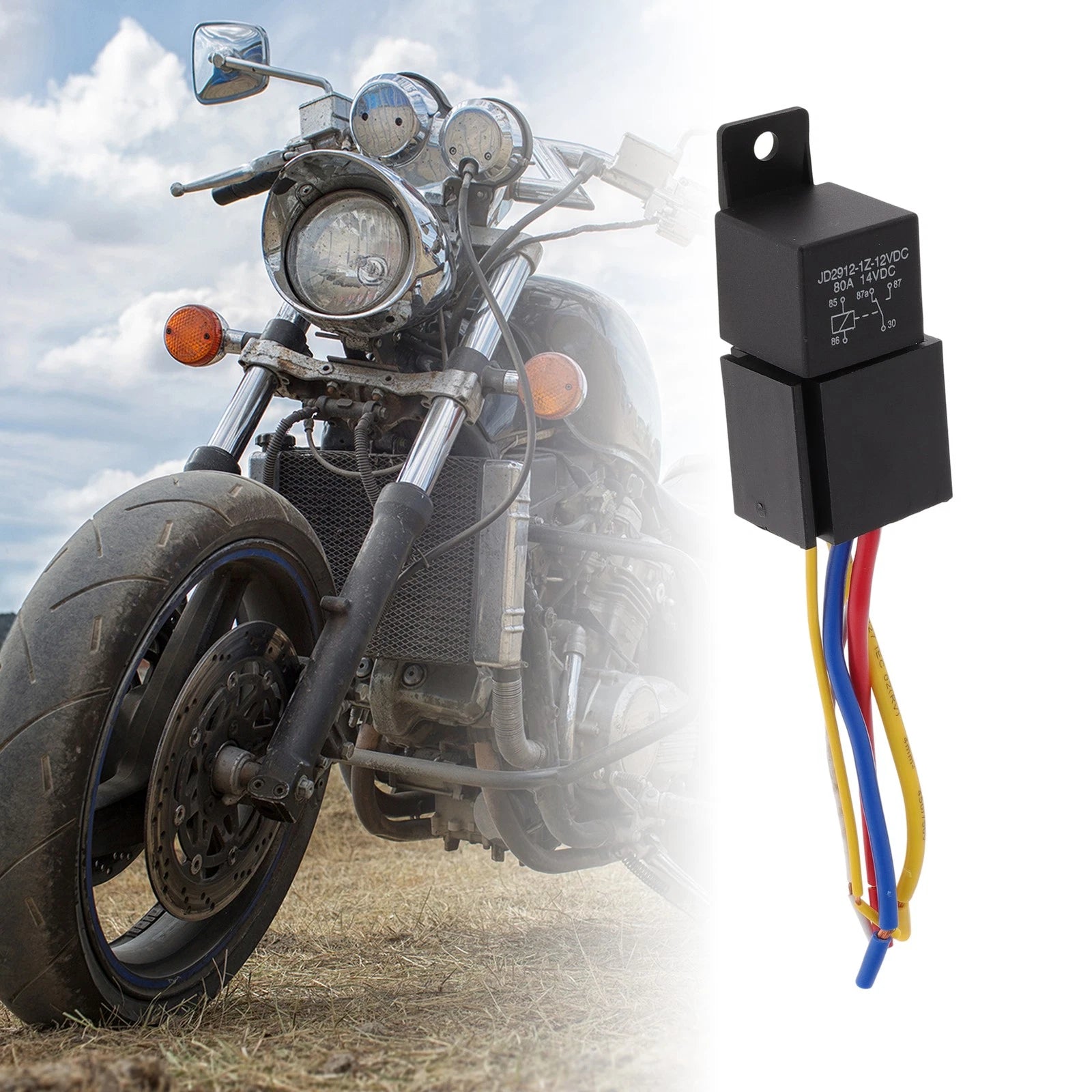 1 Pc 80A 12V Waterproof Auto Relay with Harness for Universal Applications