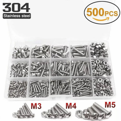 Set of 500 Hex Socket Bolts Nuts for M3 M5