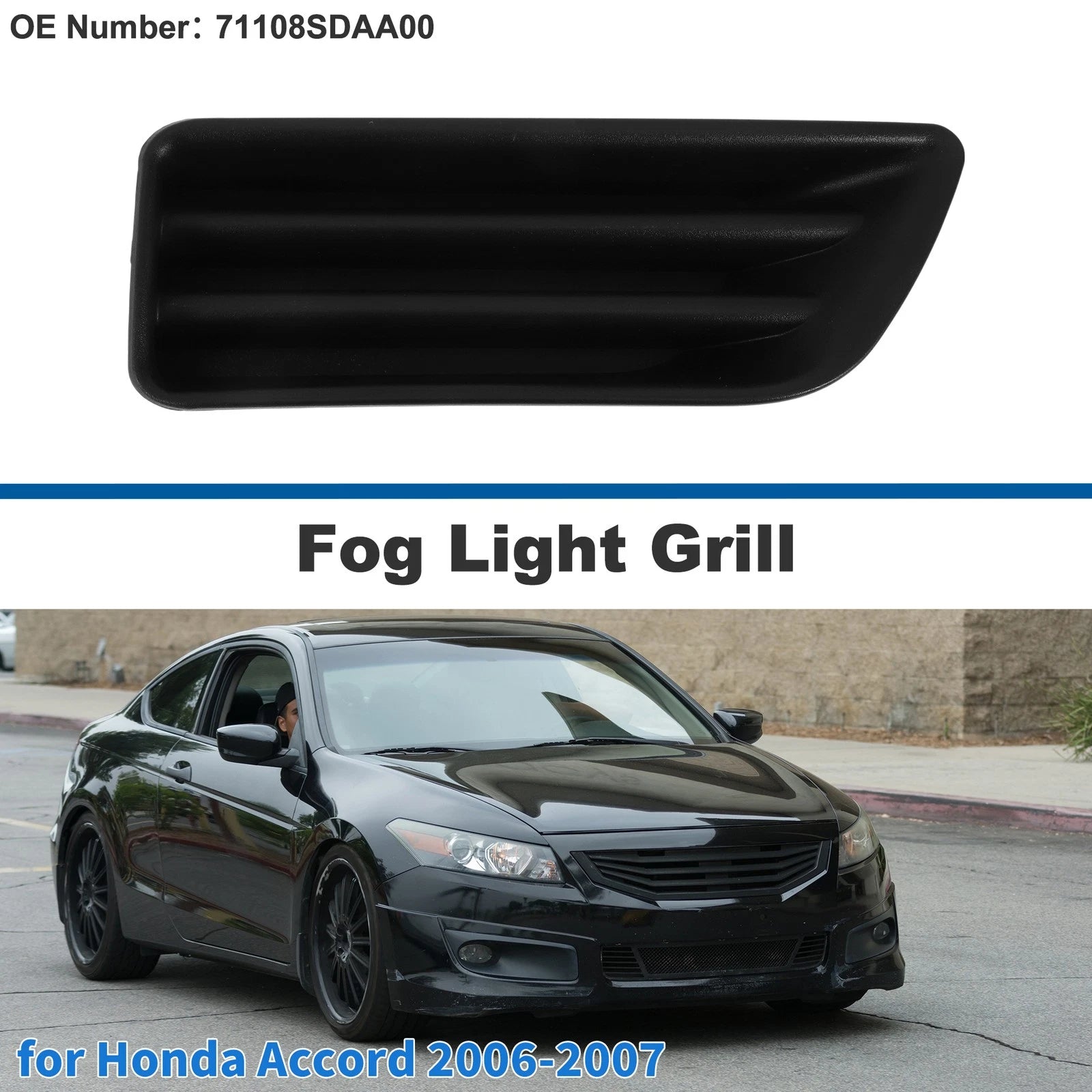 Front Left Fog Light Grille Replacement for Honda Accord (2006–2007)