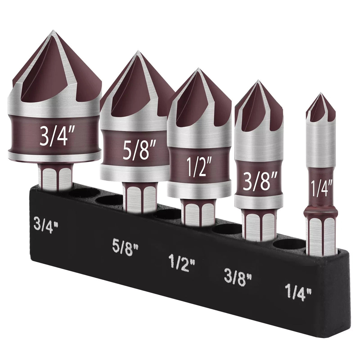 5pcs HSS Cobalt 82° Drill Bits Set for Assorted Applications (1/4"-3/4")