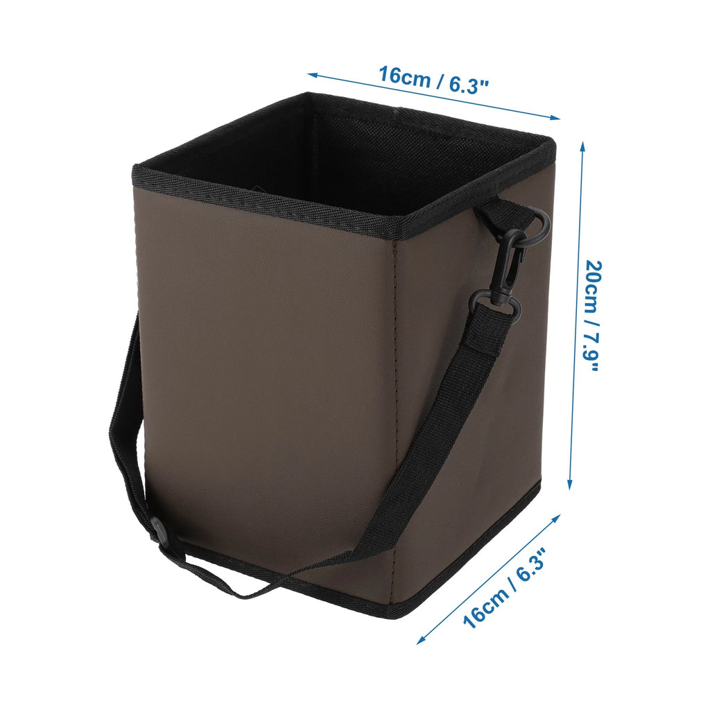 Car Trash Can for Front Rear Seats (1 Pcs) - Hanging & Foldable, Brown