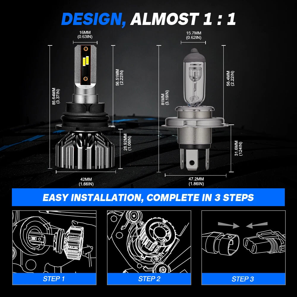 2X NOVSIGHT 9007 HB5 LED Headlight Bulbs Conversion Kit 6500K for