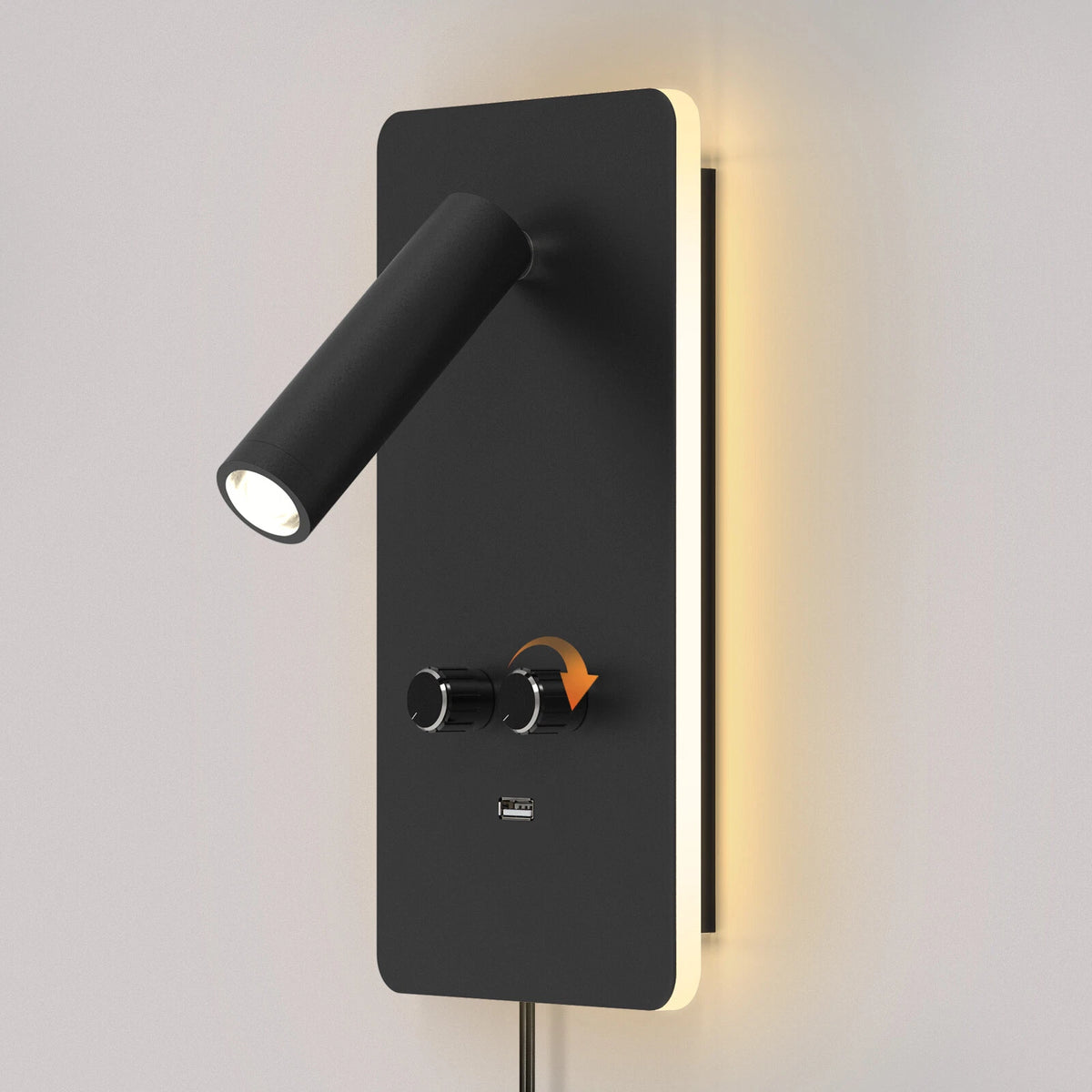 LED Wall Sconce Bedside Reading Light with USB Charge Port