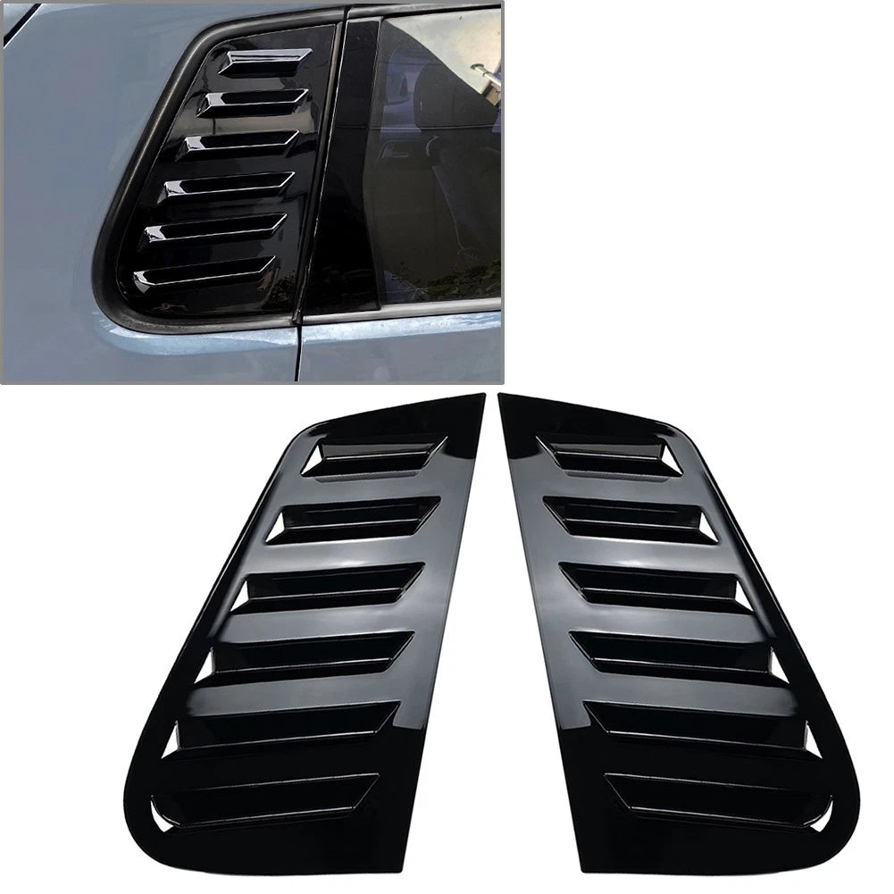 For VW Polo 9N 2001-2009 2x Rear Side Window Louver Vent Cover Trim Glossy Black