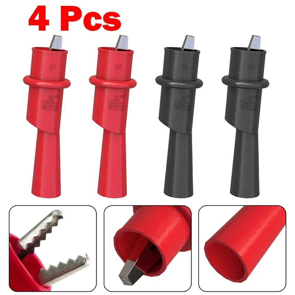 Set of 4 Insulated Crocodile Clamps for Multimeter