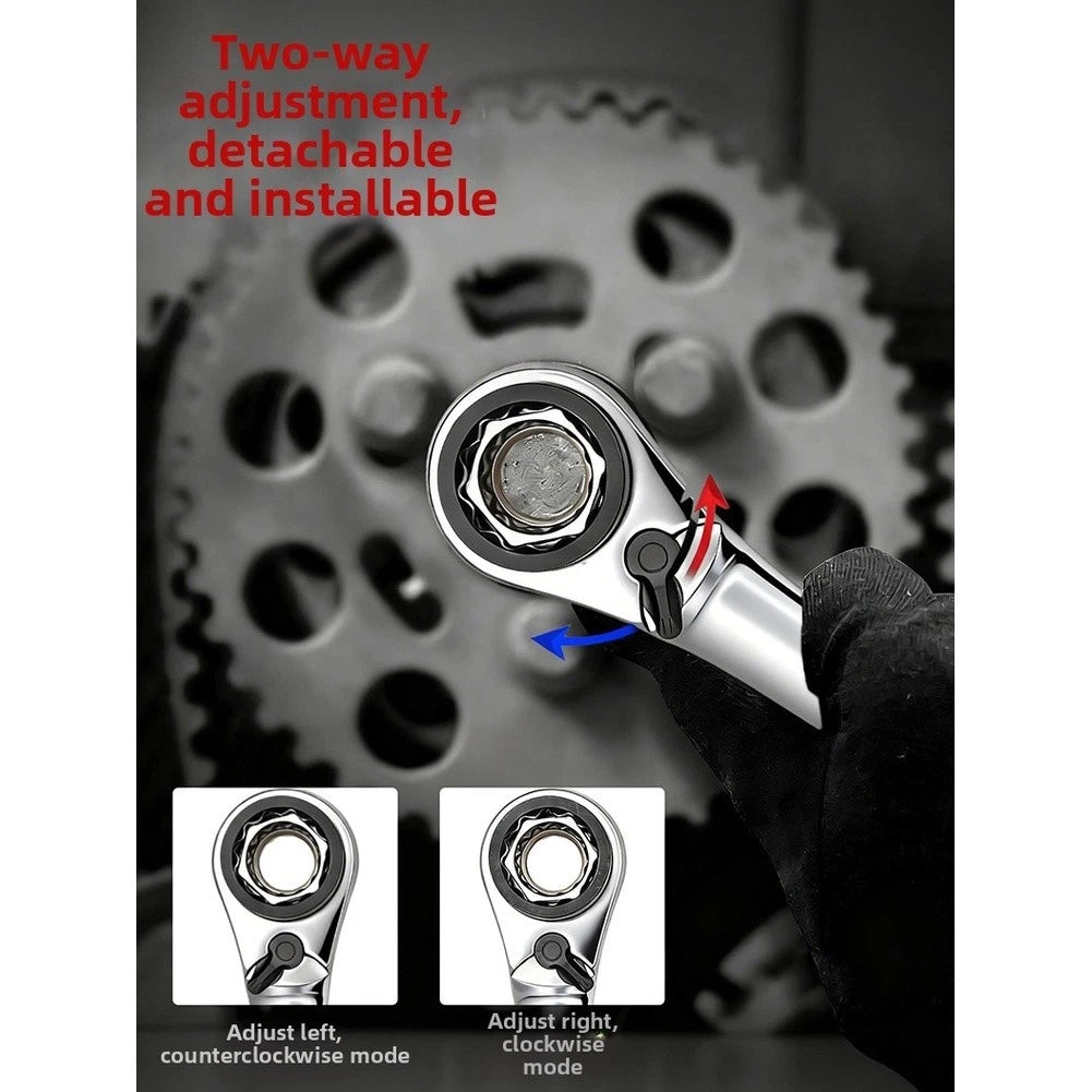 Ratchet Wrench 4-in-1 Set 40CR Material Compact Design for Confined Areas