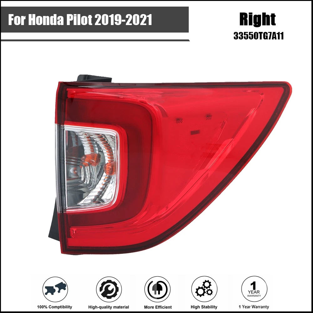 Right Red Tail Light Assembly for Honda Pilot EX-L SE Touring Elite (2019–2021)