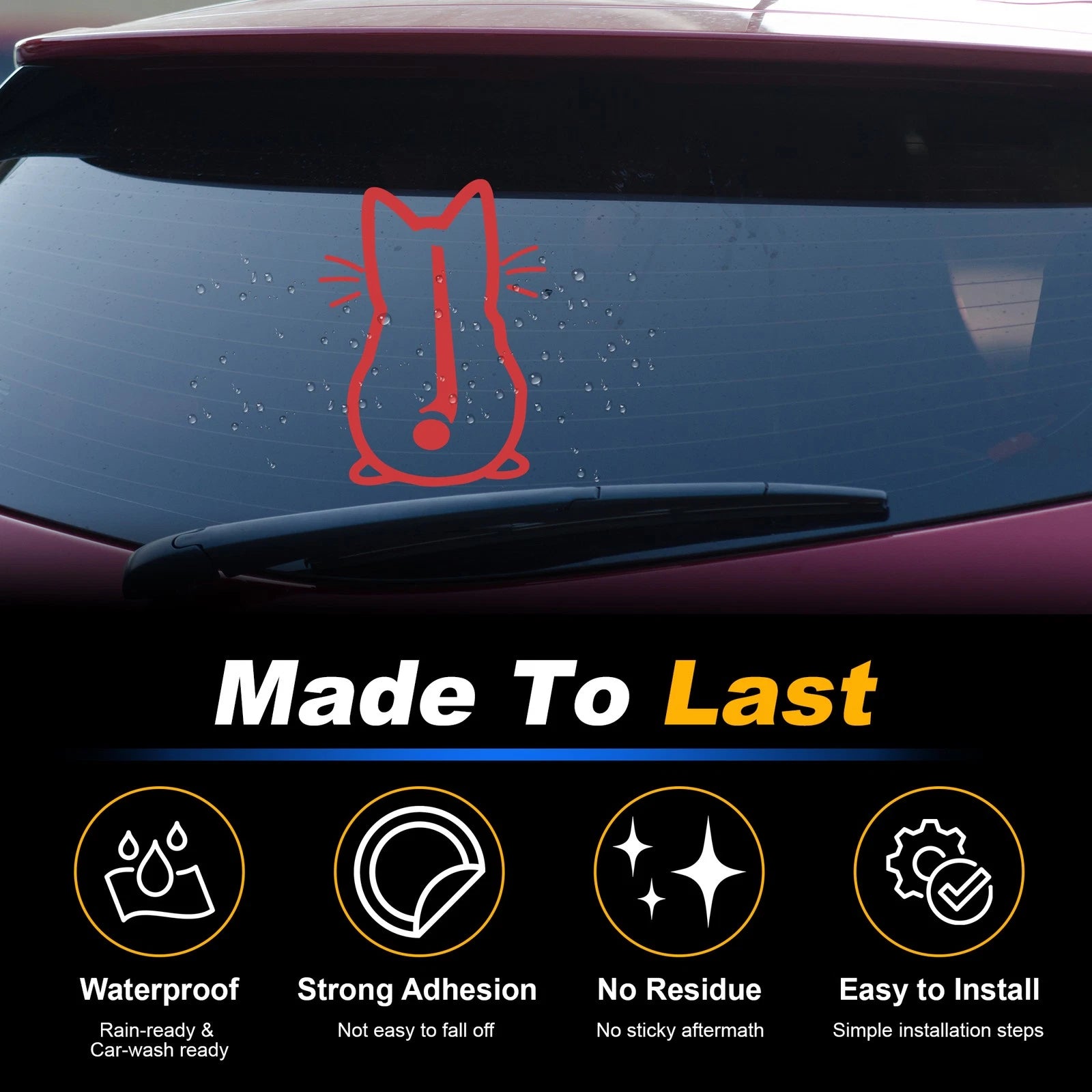Reflective Bumper Decal for - Red Cute Kitten