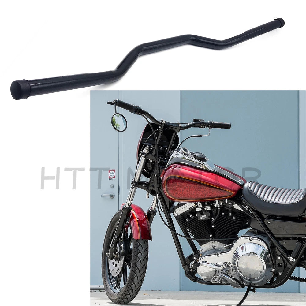 1" Black Dimpled Tracker Handlebars for Harley Dyna Sportster