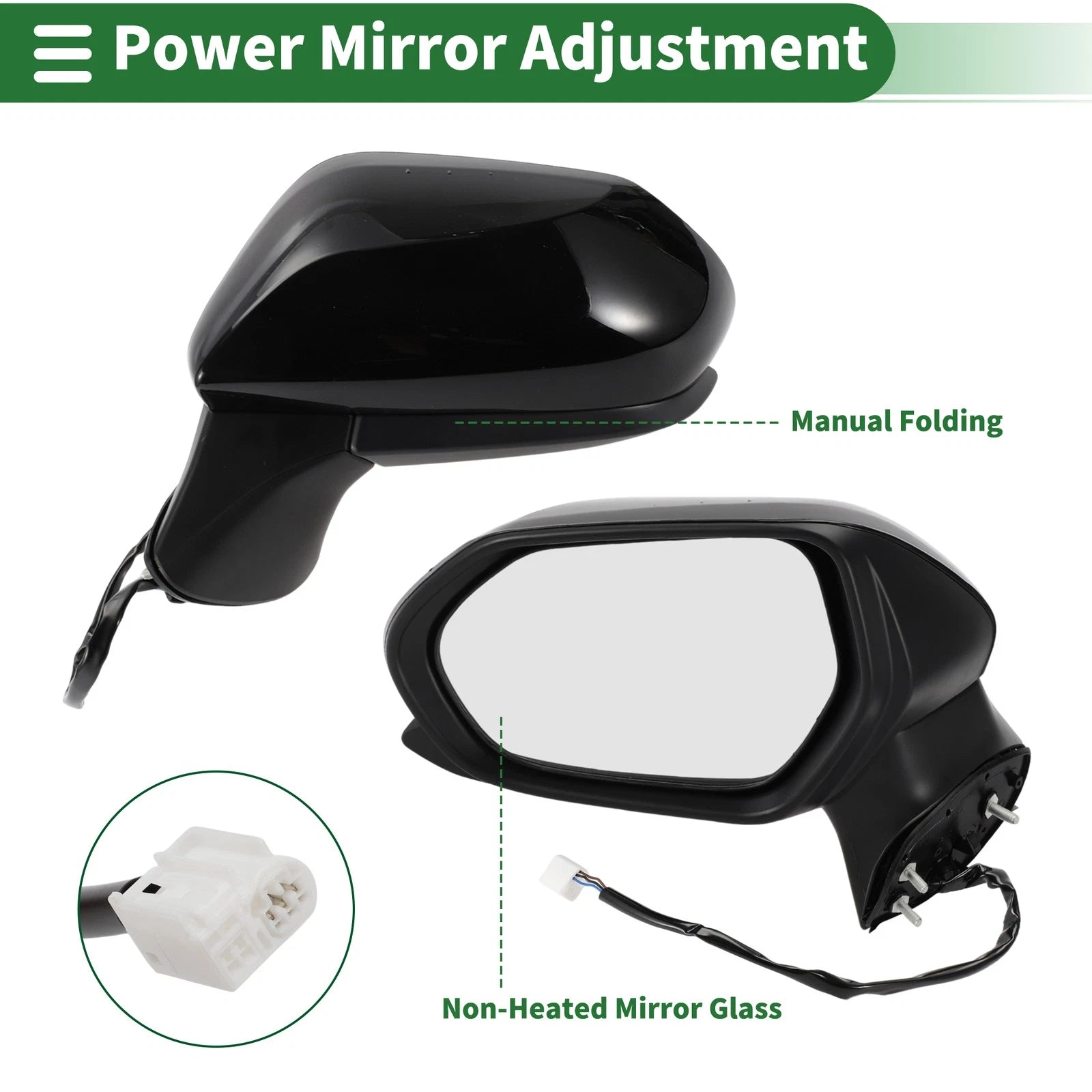 Left Side Door Mirror Replacement for Toyota Camry Manual Folding Gloss Black (2012–2024)