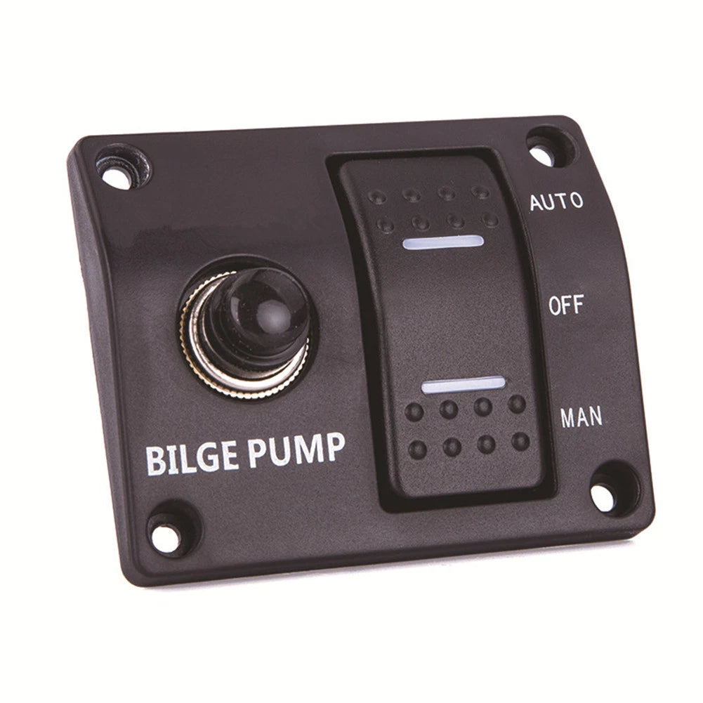 Bilge Pump Switch for Boat (12V) - Black Aluminum Panel