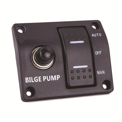 Bilge Pump Switch for Boat (12V) - Black Aluminum Panel