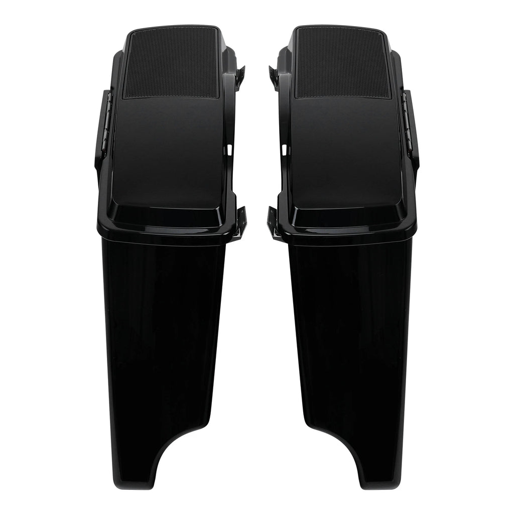 Black 5" Extended Saddlebag 6x9" Speaker Lids & Bracket for Harley Softail (1984–2017)