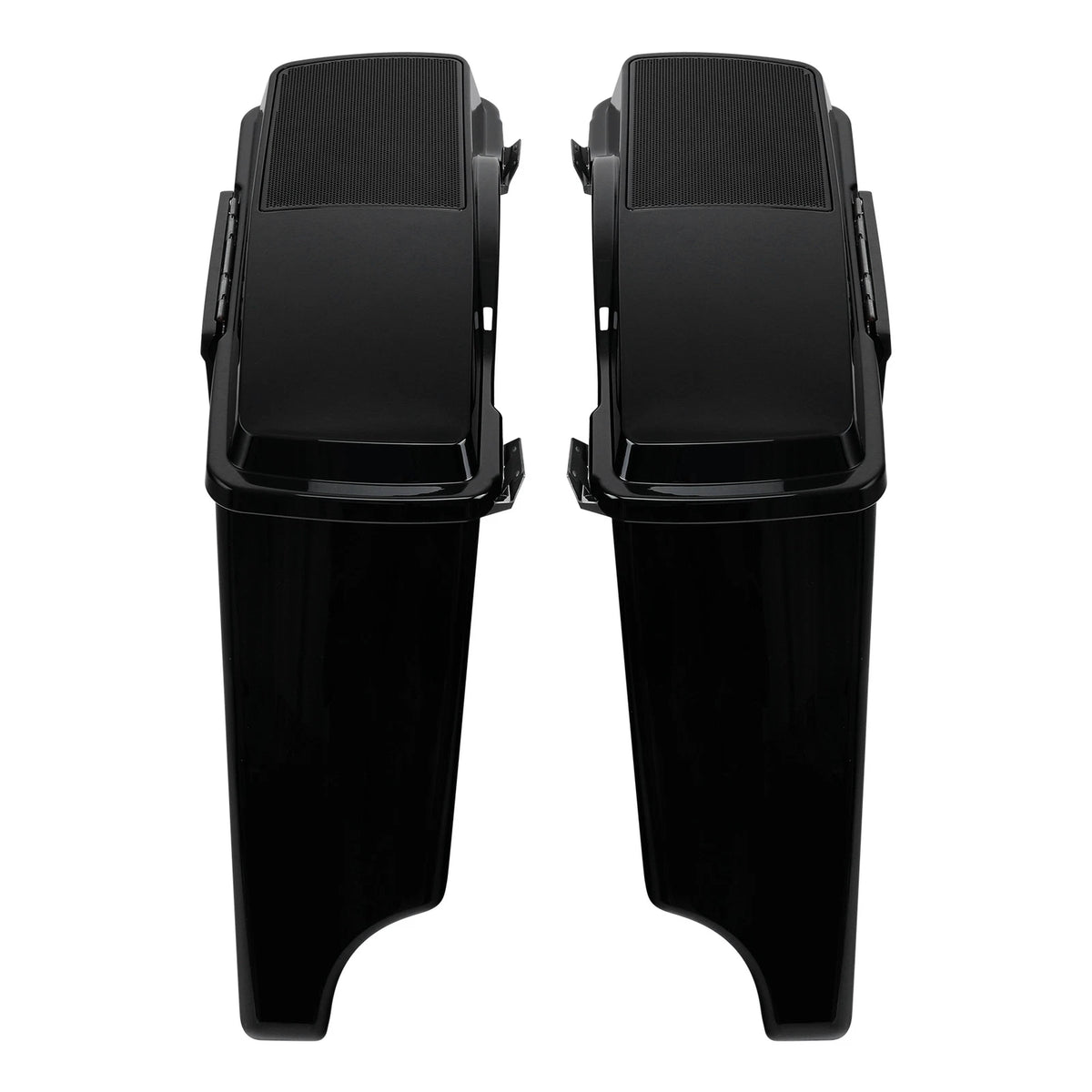 Black 5" Extended Saddlebag 6x9" Speaker Lids & Bracket for Harley Softail (1984–2017)