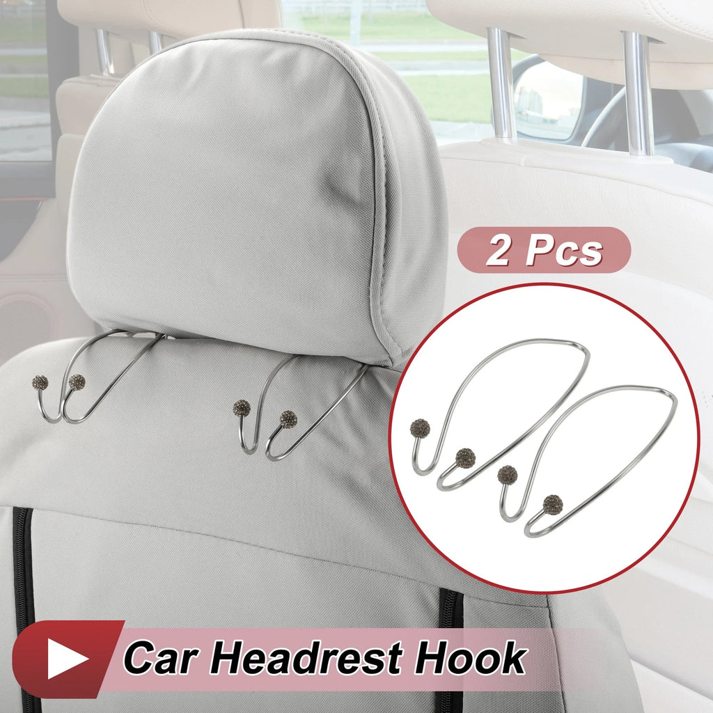 2 Pcs Universal Car Seat Headrest Hook for Purses and Bags (Gray)