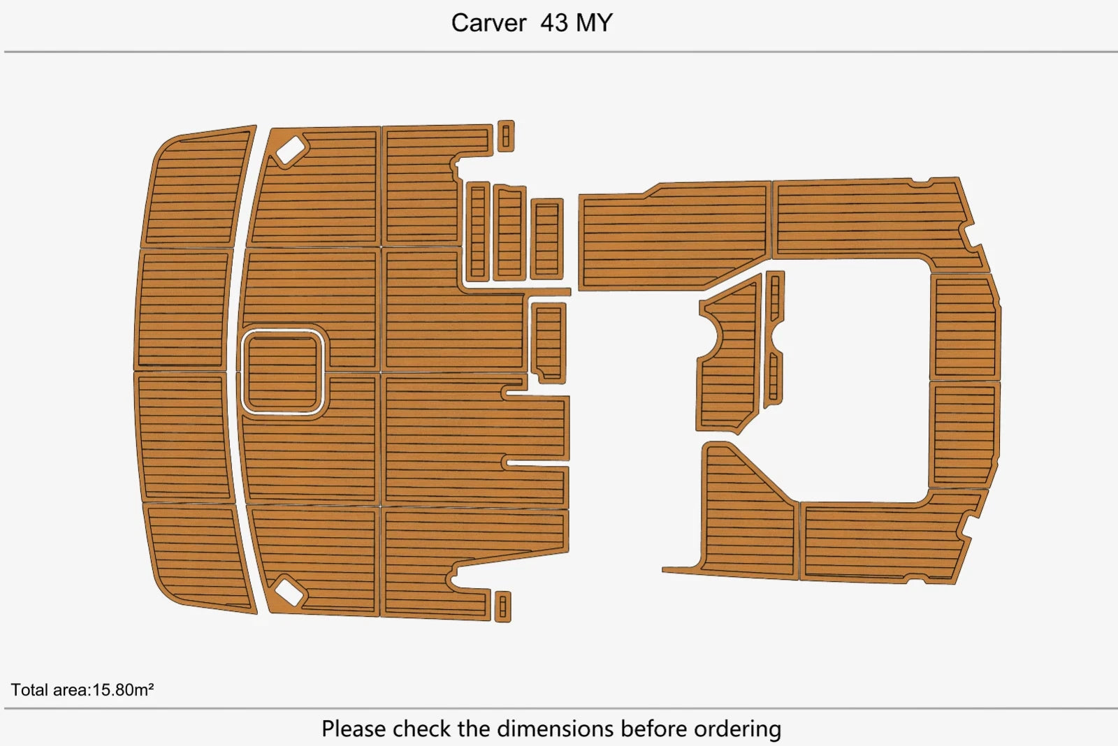 EVA Foam Faux Teak Deck Flooring Mat for Carver 43 MY