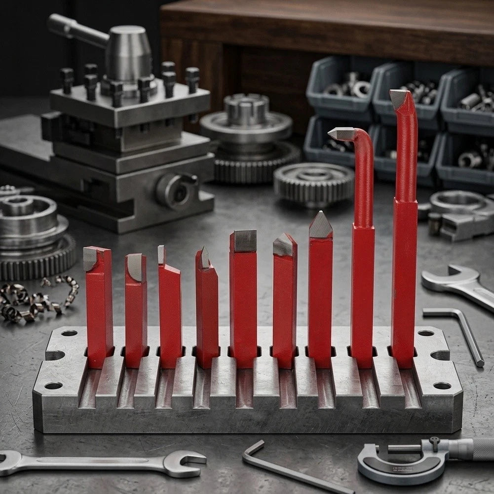 9-Piece Cemented Carbide Lathe Tool Set for External Internal Turning