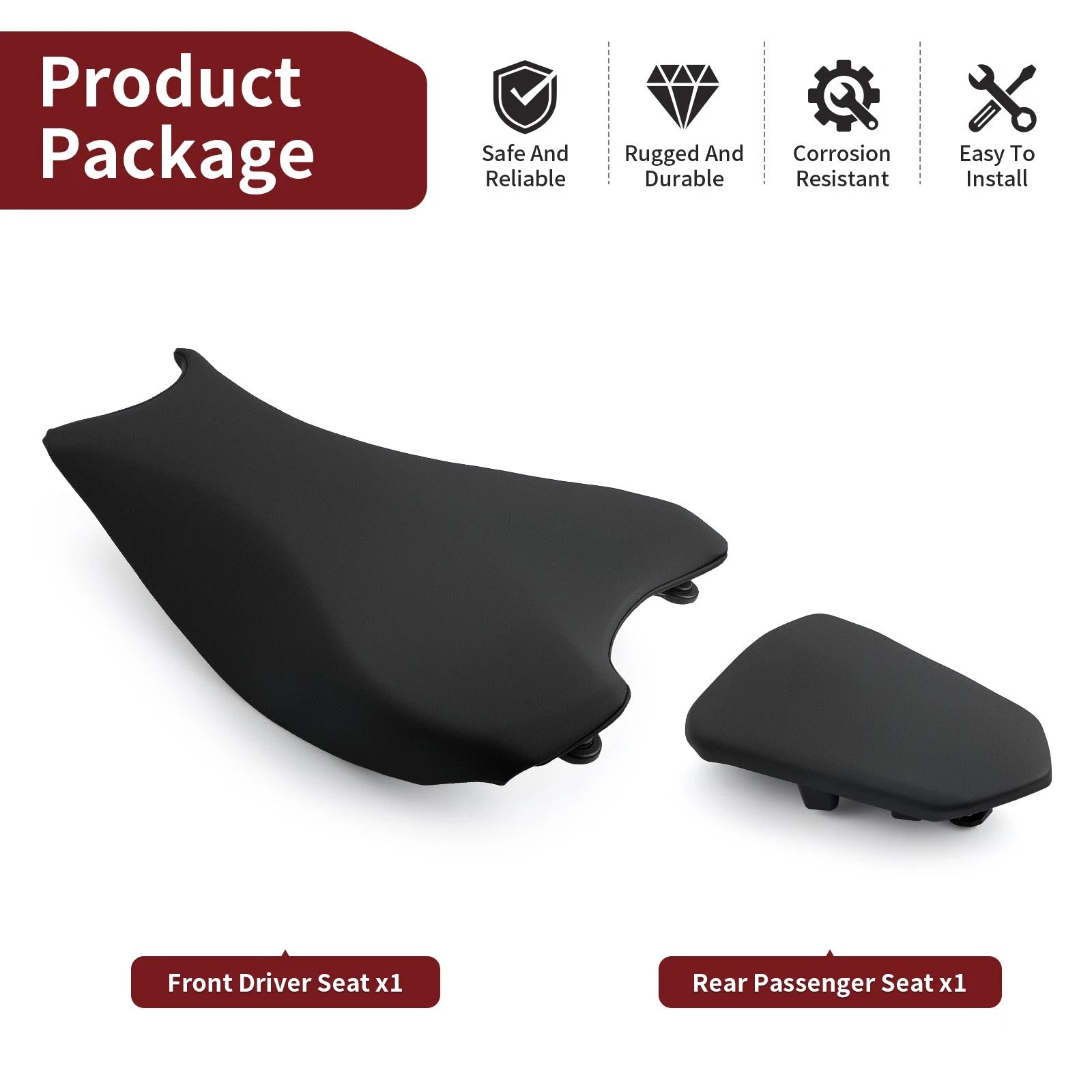 Front Driver & Rear Passenger Seats for Honda CBR1000RR (2017–2024) Black