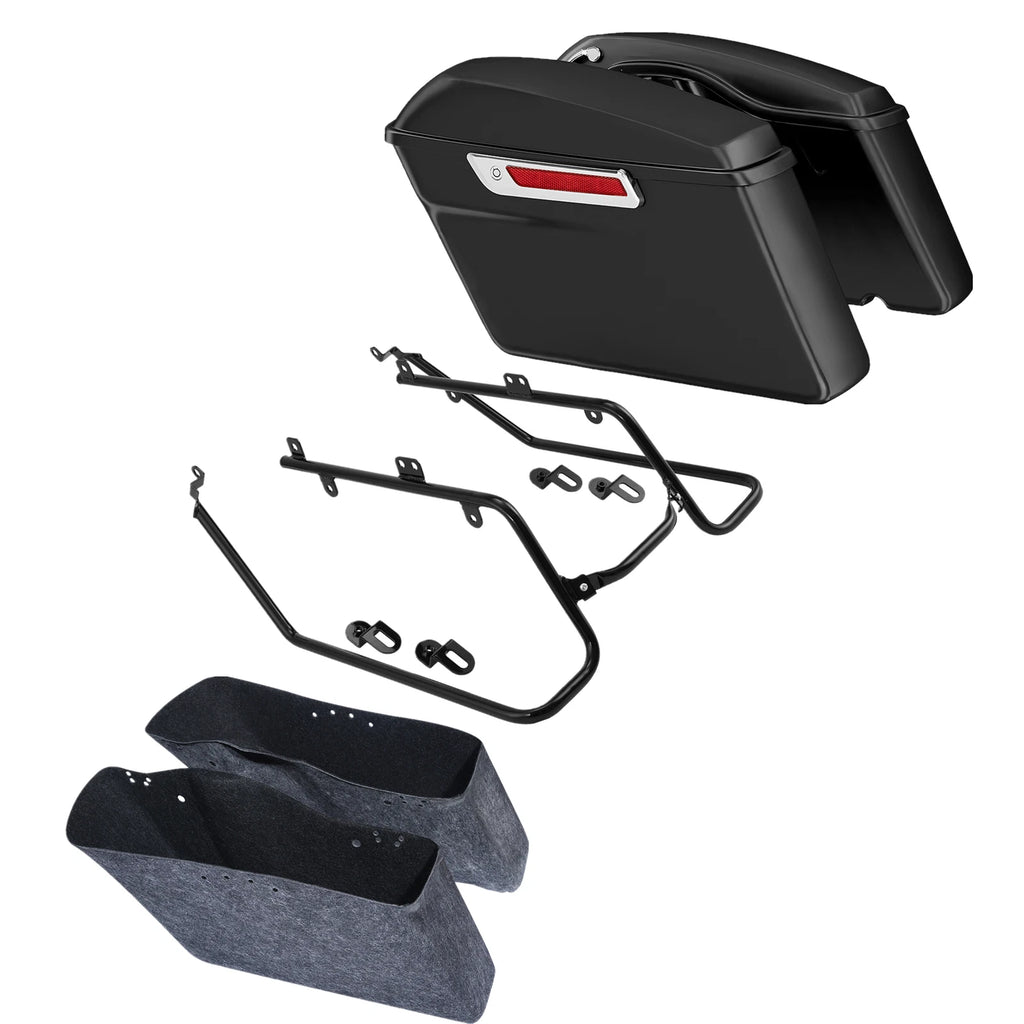 Matte Black Hard Saddlebags & Conversion Bracket for Harley Fat Bob (2008–2017)