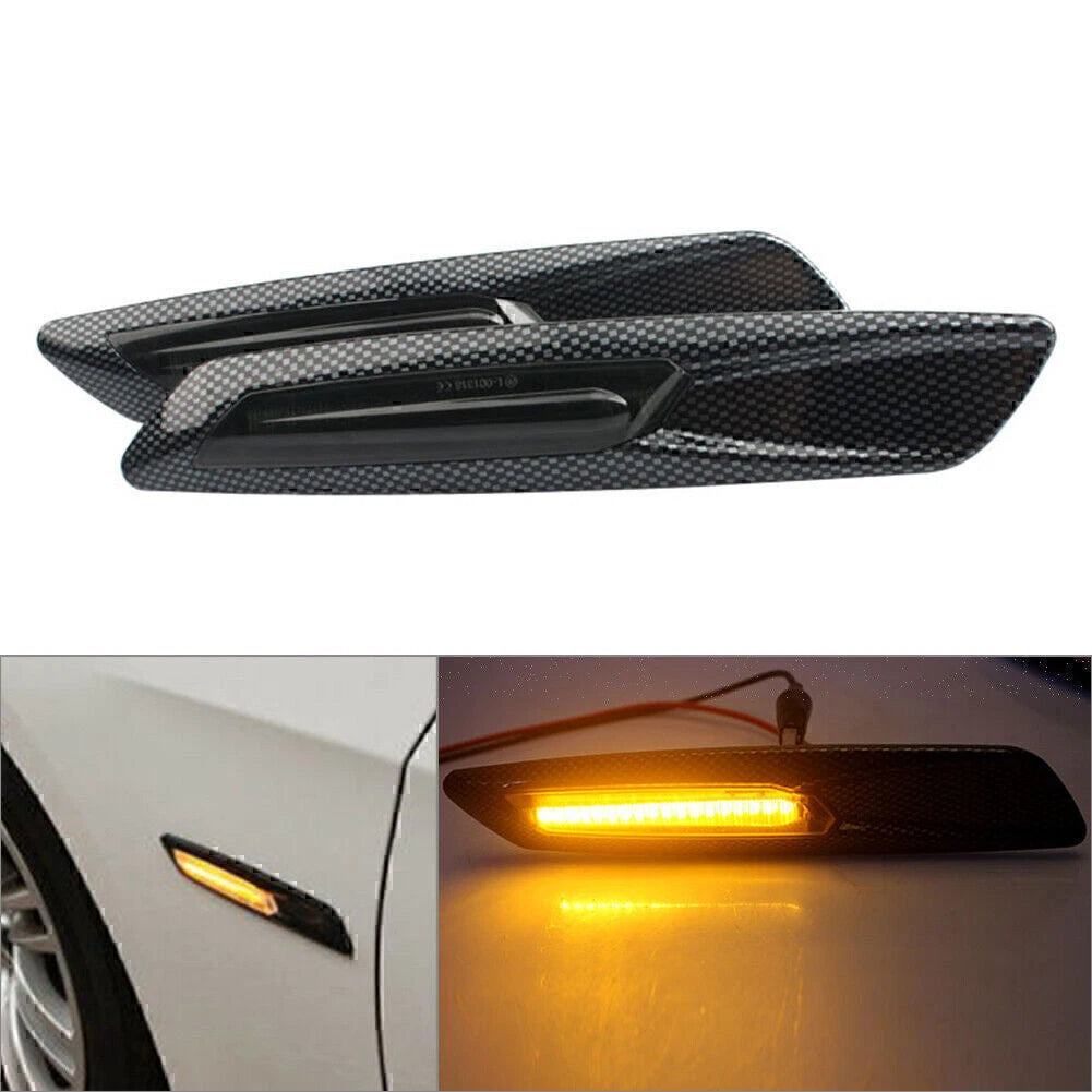 Carbon LED Side Marker Light for BMW 1 3 5 Series (E87 E82 E88 E91 E60)